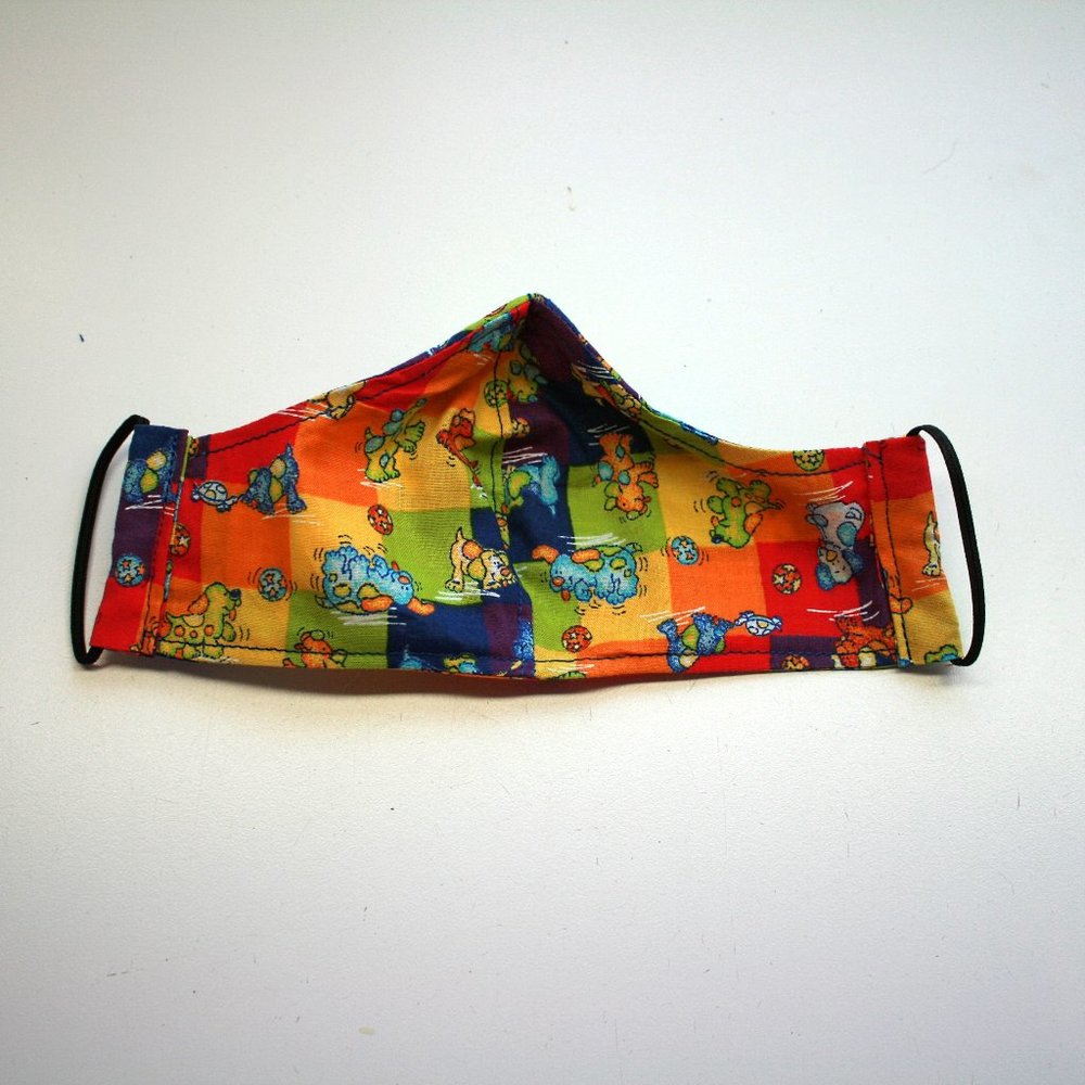 HANDMADE Kids Puppy Square Fabric Face Mask Shield - Picture 3 of 3